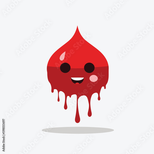 Cute kawaii blood chibi mascot vector cartoon style