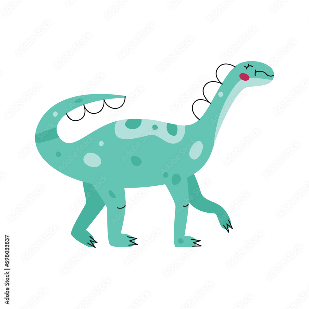 Flat hand drawn vector illustration of shunosaurus dinosaur