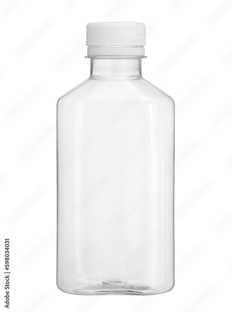 Plastic beverage bottle flat shape disposable (with clipping path) isolated on white background Plastic beverage bottle flat shape disposable (with clipping path) isolated on white background