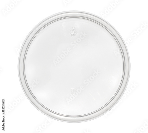 Plastic bowl lid cover top view (with clipping path) isolated on white background