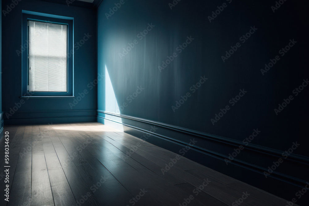 Serene Blue Room with Minimalistic Wall Serene Blue Room with Minimalistic Wall