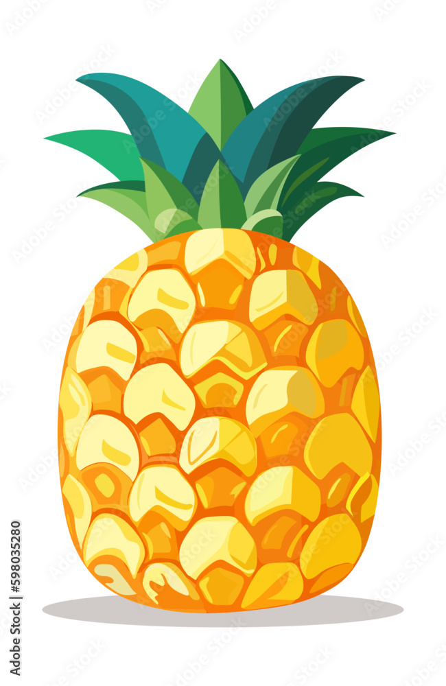 Summer fruits for healthy lifestyle. Pineapple fruit. Vector illustration cartoon flat icon isolated on white. Summer fruits for healthy lifestyle. Pineapple fruit. Vector illustration cartoon flat icon isolated on white.