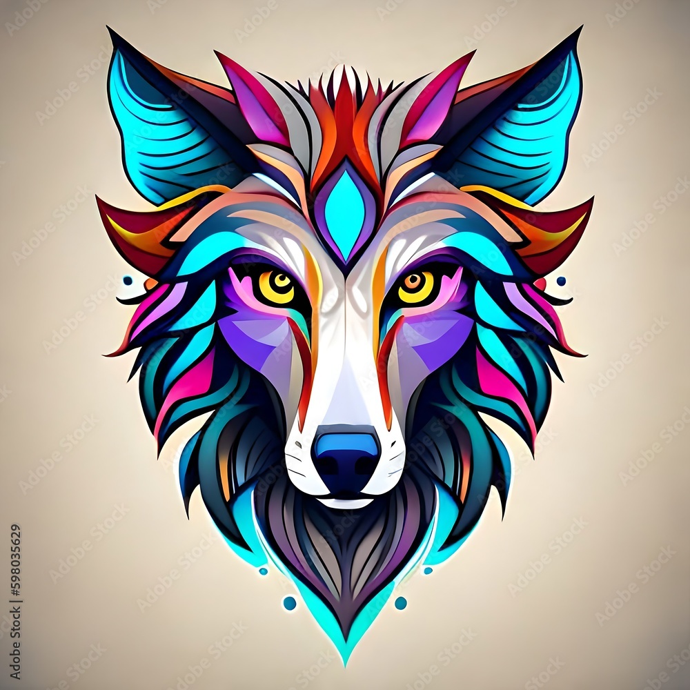 wolf tribal design splash art