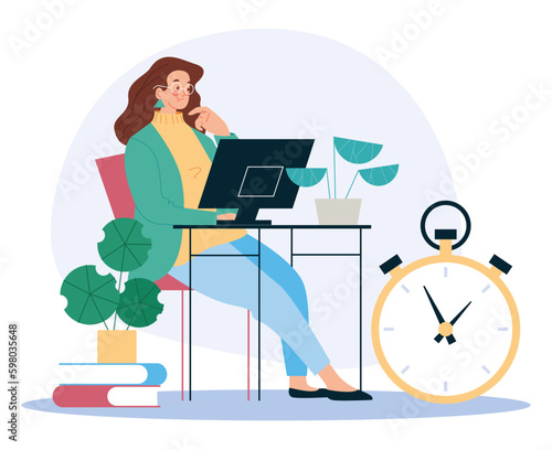 Deadline job time freelance home work concept. Vector graphic design illustration