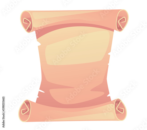 Old paper scroll parchment papyrus isolated on white background. Vector graphic design illustration