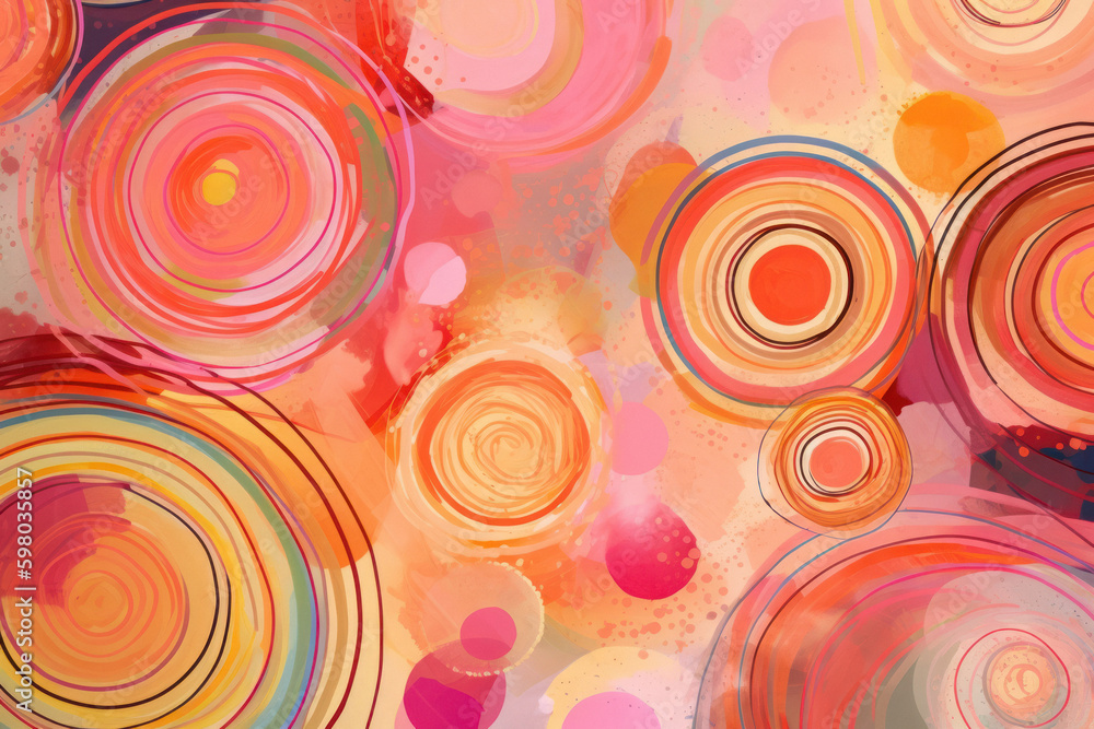 Colorful Concentric Circles Abstract Background