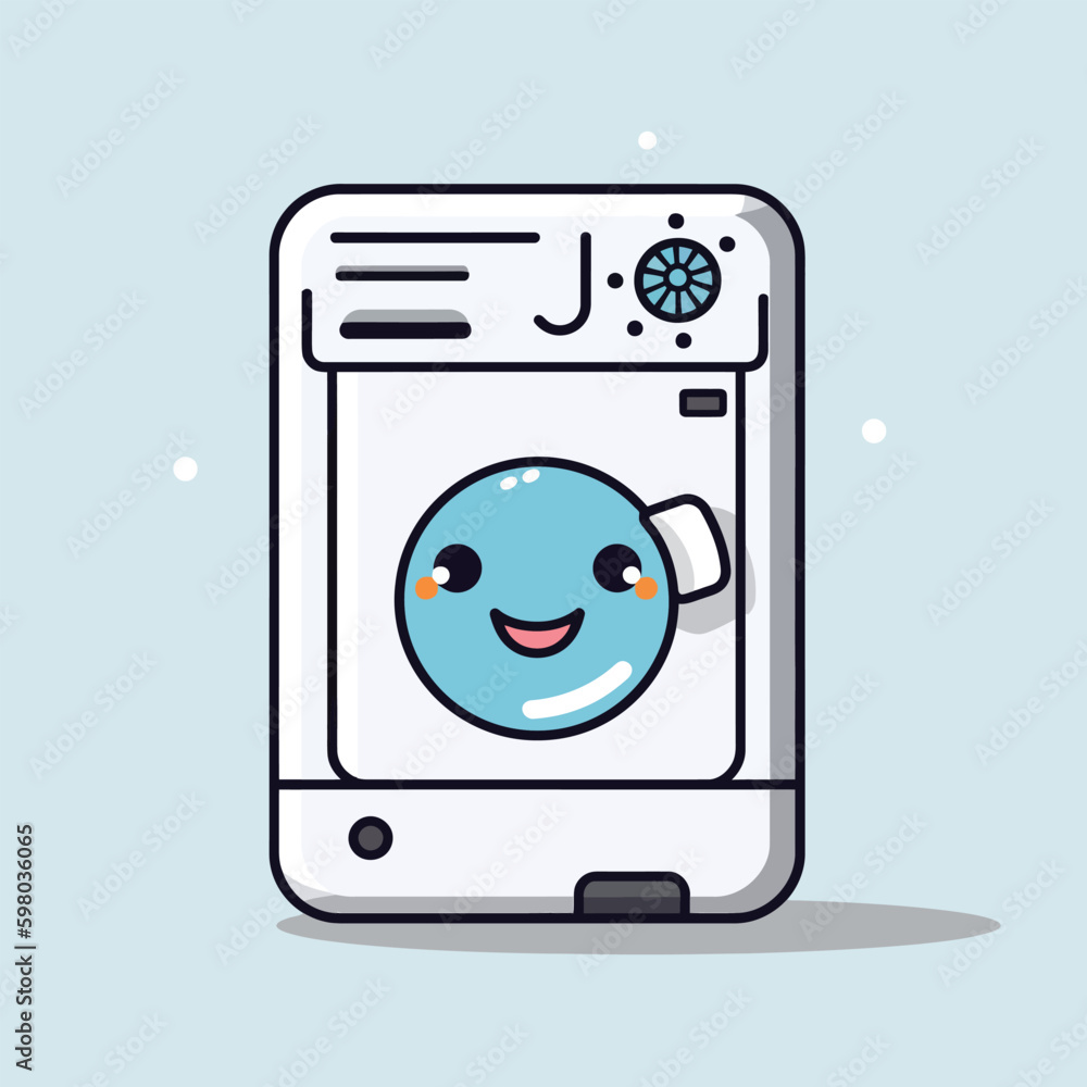 Cute kawaii washing machine chibi mascot vector cartoon style Cute kawaii washing machine chibi mascot vector cartoon style