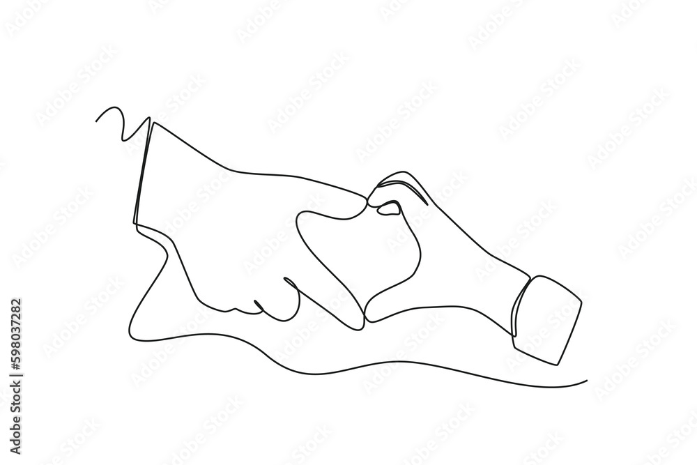 Continuous one line drawing boy's hand and father's hand with love. Happy father's day concept. Single line draw design vector graphic illustration. Continuous one line drawing boy's hand and father's hand with love. Happy father's day concept. Single line draw design vector graphic illustration.