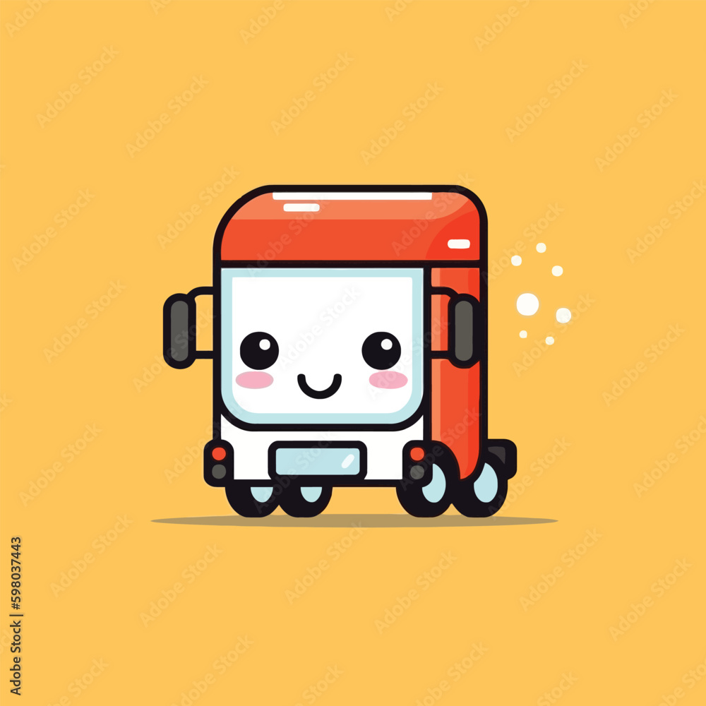 Cute kawaii truck chibi mascot vector cartoon style