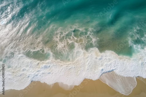A background o ocean waves as a background. Top down view of blue sea water.