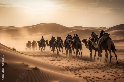 Journeying through the Sahara: A Camel Caravan Adventure, generative ai