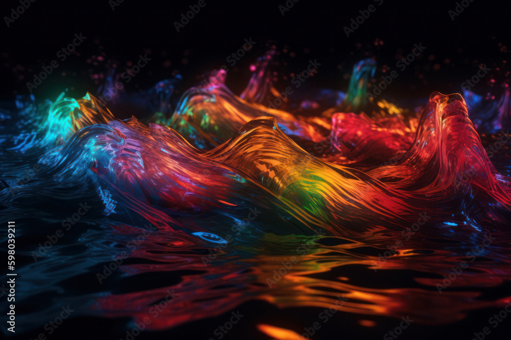 Mesmerizing and Vibrant Composition of Neon Fluid Waves