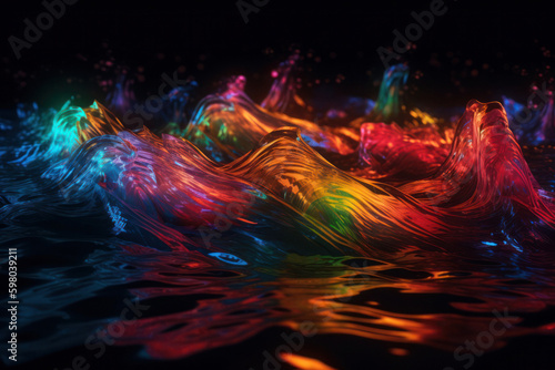 Mesmerizing and Vibrant Composition of Neon Fluid Waves © Georg Lösch