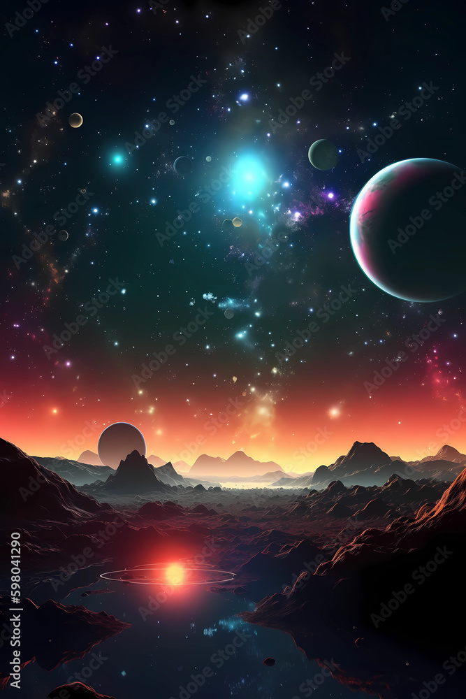 Space. This digital art illustration depicts a breathtaking view of the vast and mysterious universe. Space. This digital art illustration depicts a breathtaking view of the vast and mysterious universe.