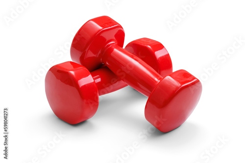 Papier peint Two red dumbbells with a shadow on a transparent background