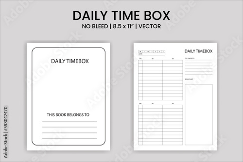 Daily time box logbook, note book, tracker, low content kdp planner