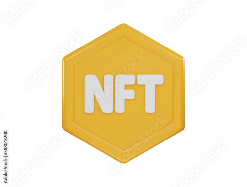 nft blockchain icon 3d rendering vector illustration