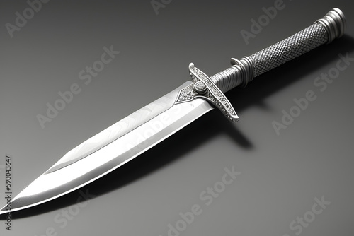 Ancient short sword dagger old knife isolated on white background. Aged weapon concept