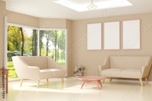 Photo frame mock up 3d rendering