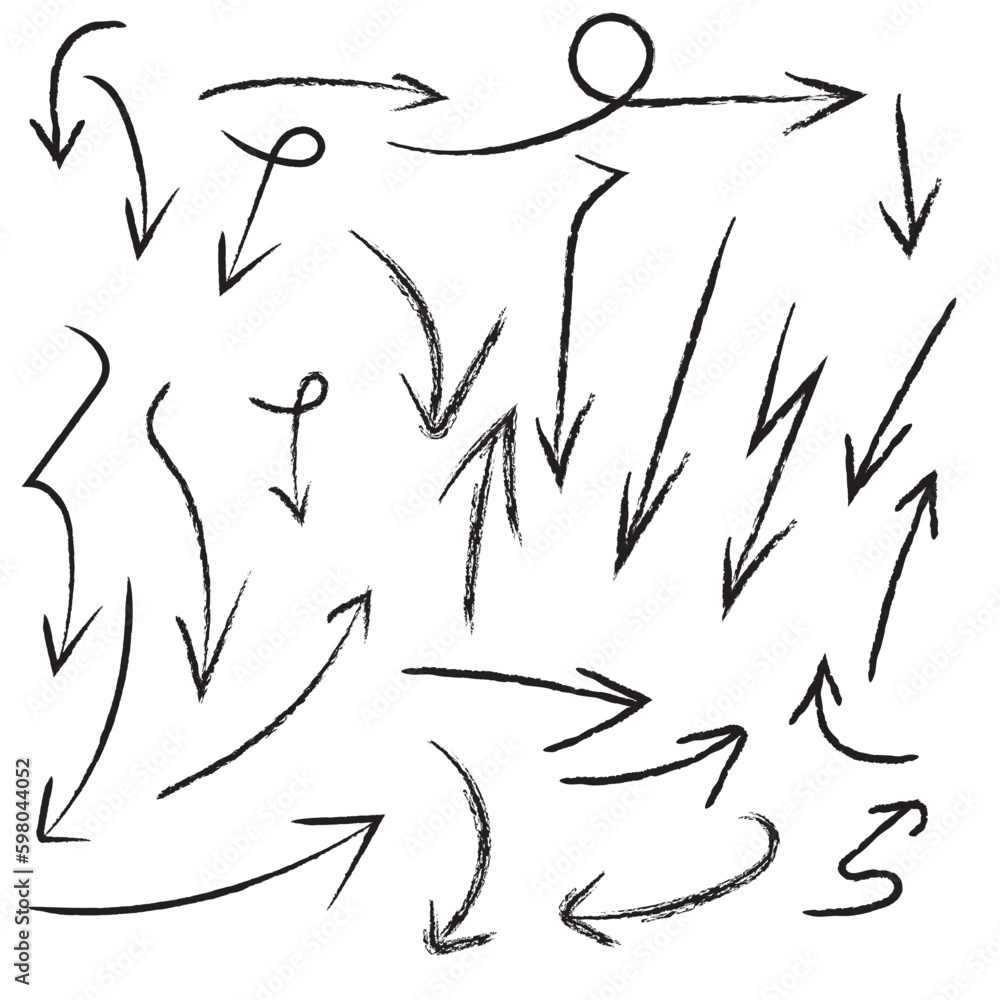 black arrows set hand made with brush on white background eps 10 vector black arrows set hand made with brush on white background eps 10 vector