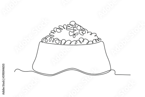Single one line drawing pet food. Urban pets concept. Continuous line draw design graphic vector illustration.