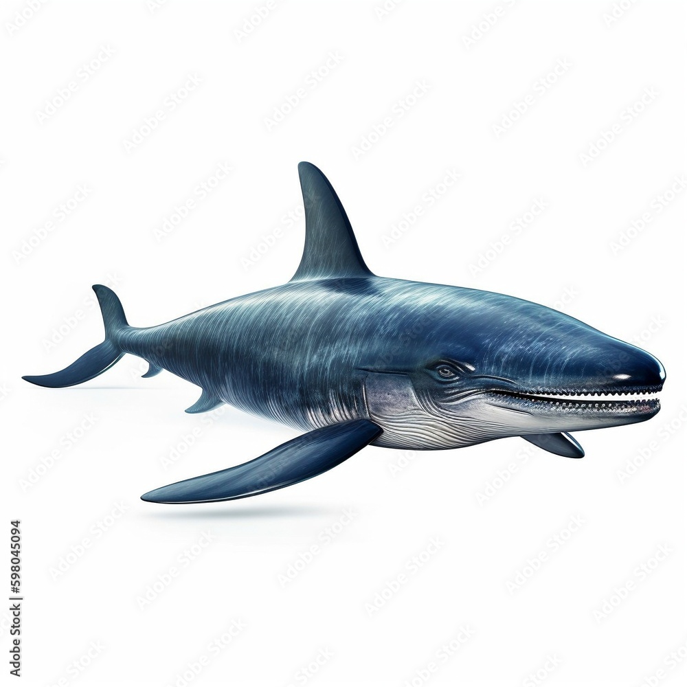 Fototapeta premium Blue Whale isolated on white background (Generative AI)
