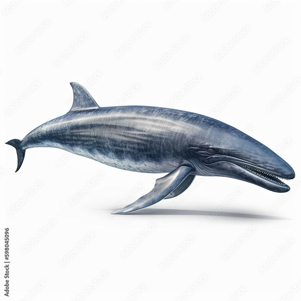 Fototapeta premium Blue Whale isolated on white background (Generative AI)