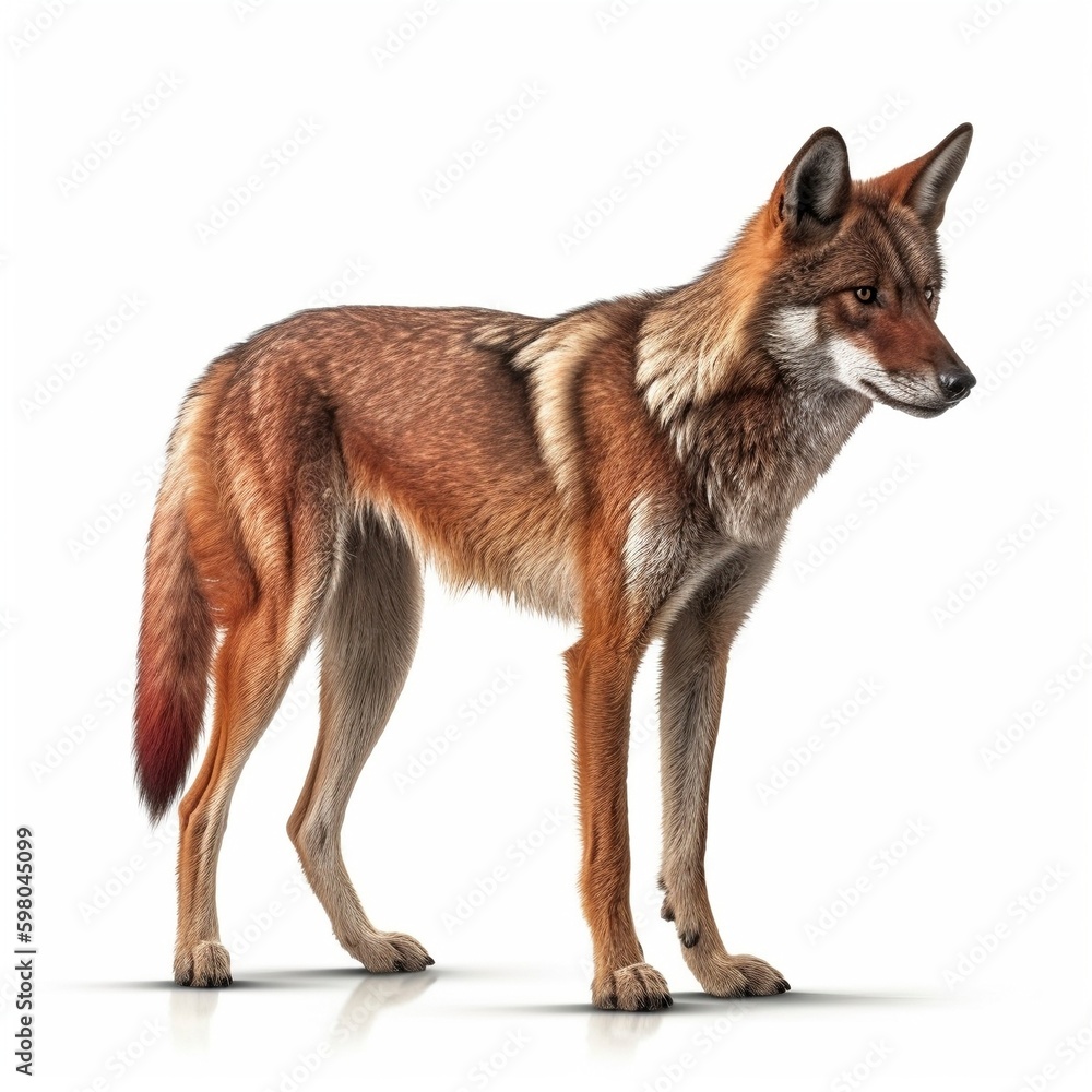 Obraz premium Red Wolf isolated on white background (Generative AI)