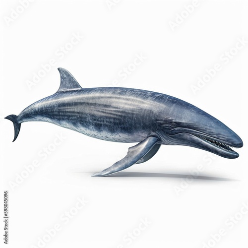 Blue Whale isolated on white background (Generative AI)