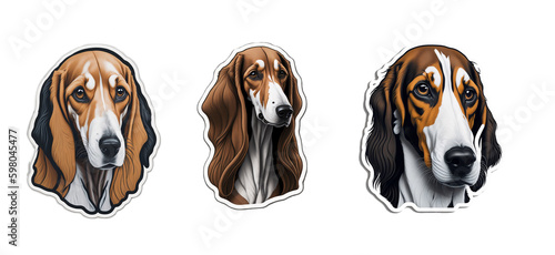 Sticker comic dogs funny illustration. Cartoon dog set isolated on white background. Generative AI 