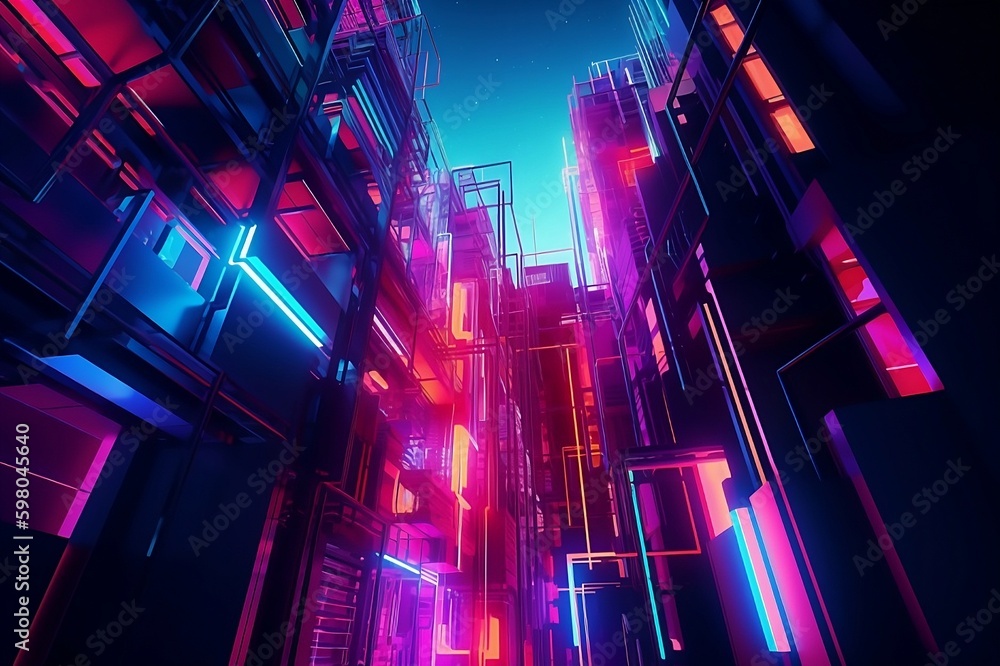 futuristic city in neon colors. AI Generated. futuristic city in neon colors. AI Generated.