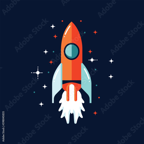 Spacecraft rocket vector cartoon flat style