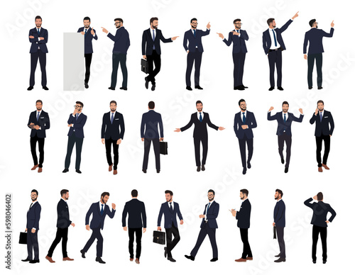 Obraz na plátne Set of Businessman character in different poses