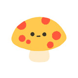 Hand-drawn Cute yellow mushrooms, Cute vegetable character design in doodle style