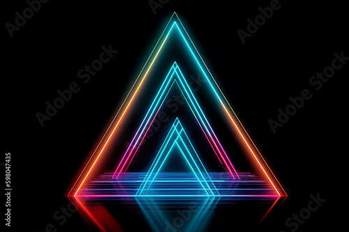 Abstract Neon Triangles. Generative AI