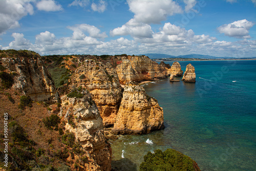 The rocky cliffs of Algarve near Ponte de Piedade. 