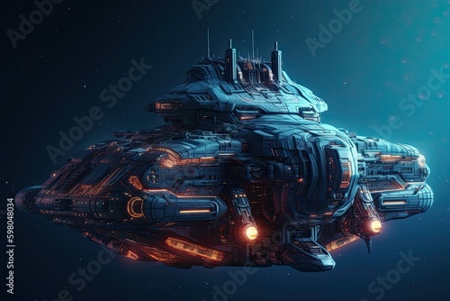 Fototapete Imagining Intergalactic Travel with a Futuristic Spaceship: A Sci-Fi Battleship