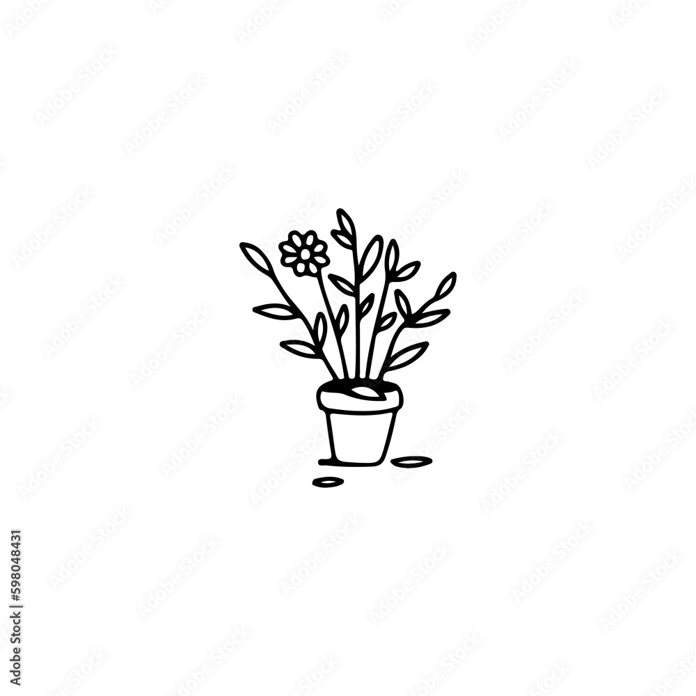 doodle vector illustration of a flower in a pot doodle vector illustration of a flower in a pot