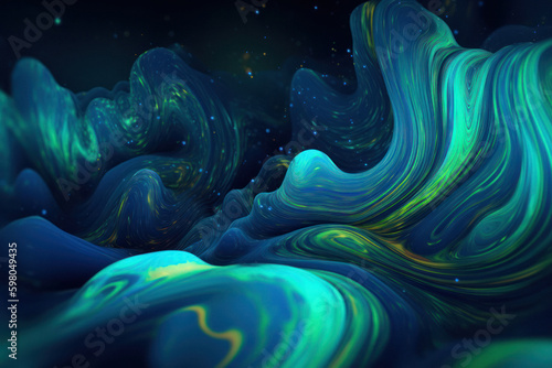 Holographic Neon Fluid Waves Background