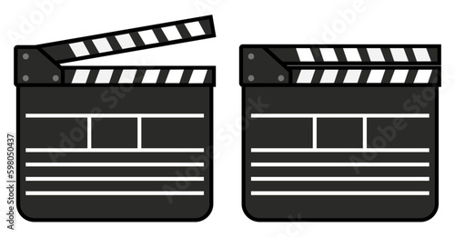movie clapper board icon set, Clapboards open and closed, cinema, Movie, film Film Director