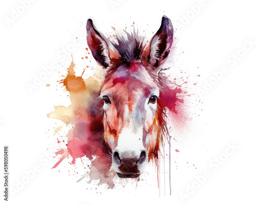 cute donkey  portrait watercolor © Andreas