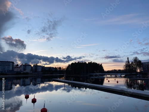 sunset over the river