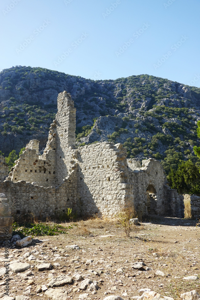 Ancient ruins Olympos city in CIrali, Antalya provence, Turkey