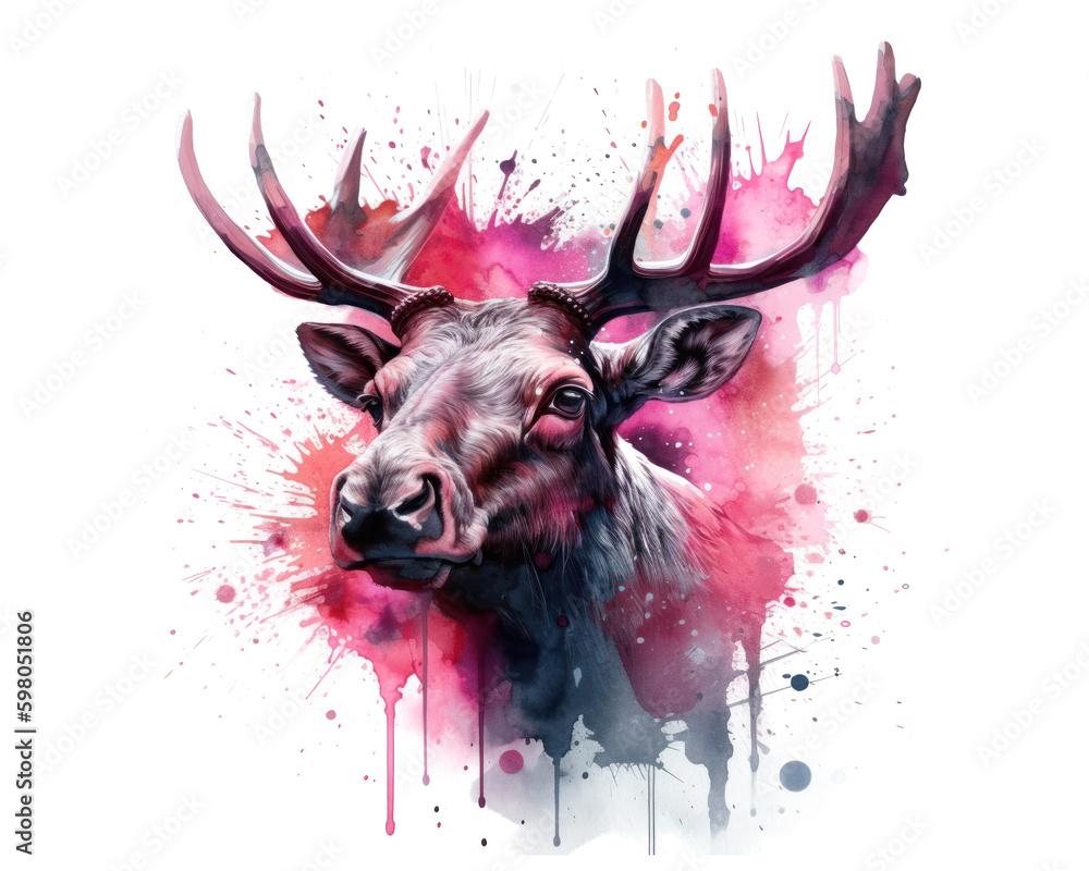 moose portrait watercolor