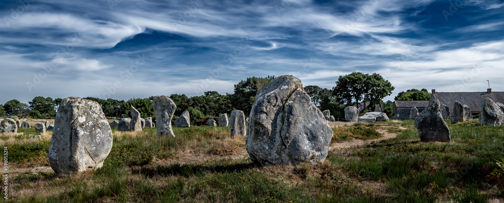 Menhir Rocks Ancient Stone Field Alignements De Menhir Carnac With Neolithic ...