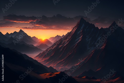 sunset in the mountains