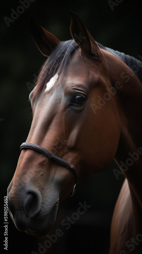 Braunes gepflegtes Pferd Gesicht Nahaufnahme, ai generativ © www.freund-foto.de