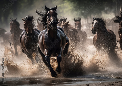 Group of horses running © Jim van Motman