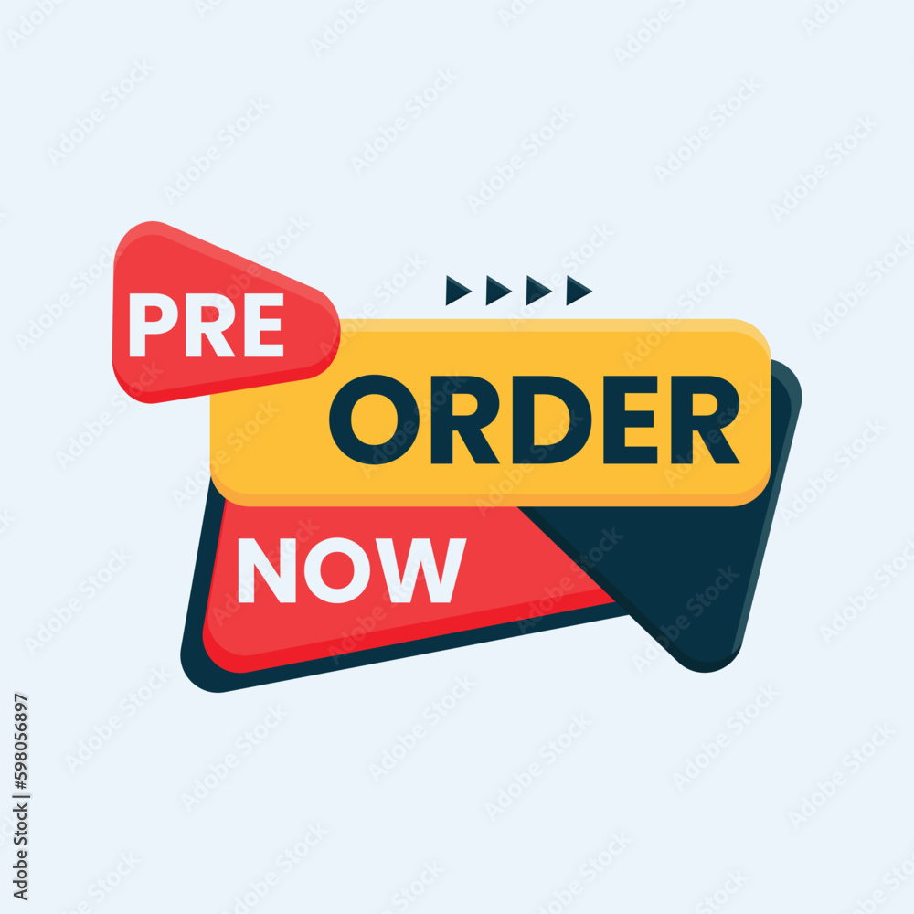 Pre-order now label badge flat vector Pre-order now label badge flat vector