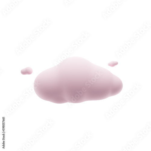 3d render soft clouds icon with pink color
